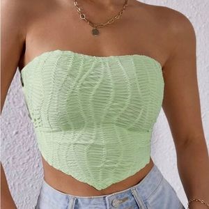 Shein Lace Up Backless Hanky Hem Tube Top